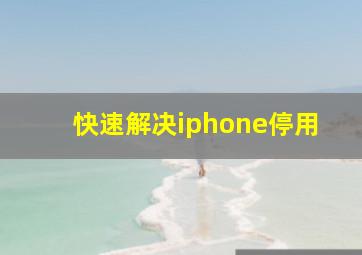 快速解决iphone停用