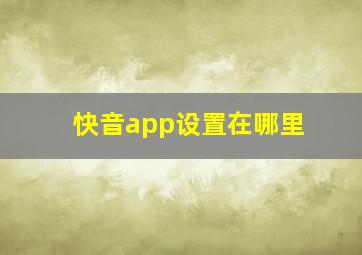 快音app设置在哪里