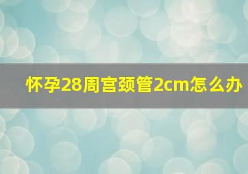 怀孕28周宫颈管2cm怎么办