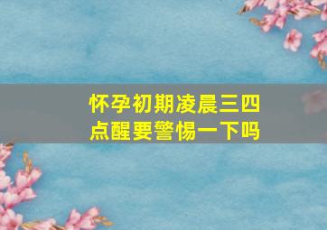 怀孕初期凌晨三四点醒要警惕一下吗