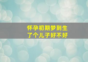 怀孕初期梦到生了个儿子好不好