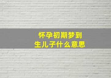 怀孕初期梦到生儿子什么意思