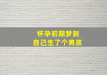 怀孕初期梦到自己生了个男孩