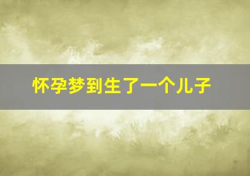 怀孕梦到生了一个儿子