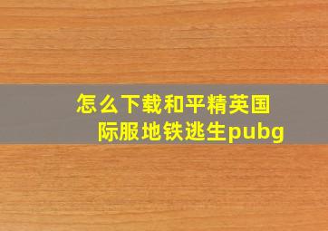 怎么下载和平精英国际服地铁逃生pubg