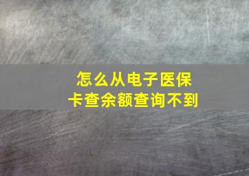 怎么从电子医保卡查余额查询不到