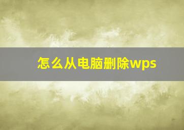 怎么从电脑删除wps