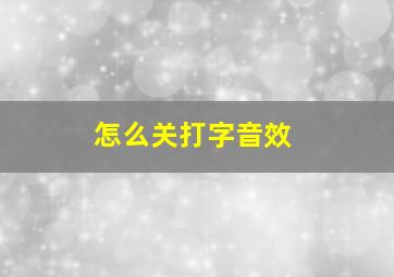 怎么关打字音效