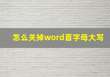 怎么关掉word首字母大写