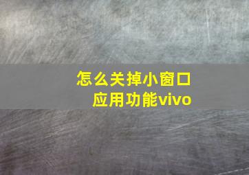 怎么关掉小窗口应用功能vivo