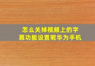 怎么关掉视频上的字幕功能设置呢华为手机