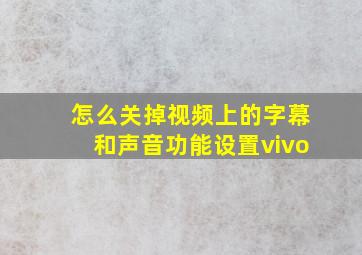 怎么关掉视频上的字幕和声音功能设置vivo