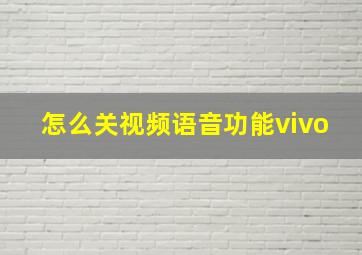 怎么关视频语音功能vivo