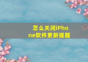 怎么关闭iPhone软件更新提醒