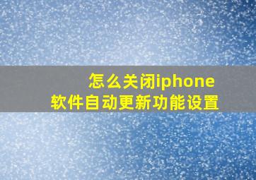 怎么关闭iphone软件自动更新功能设置