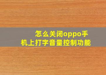 怎么关闭oppo手机上打字音量控制功能