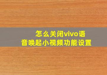 怎么关闭vivo语音唤起小视频功能设置