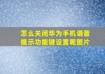 怎么关闭华为手机语音提示功能键设置呢图片