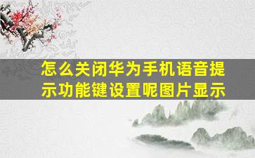 怎么关闭华为手机语音提示功能键设置呢图片显示