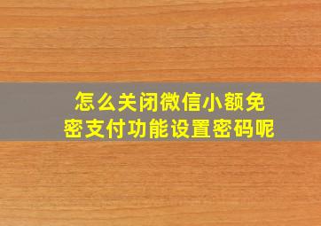 怎么关闭微信小额免密支付功能设置密码呢