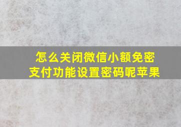 怎么关闭微信小额免密支付功能设置密码呢苹果