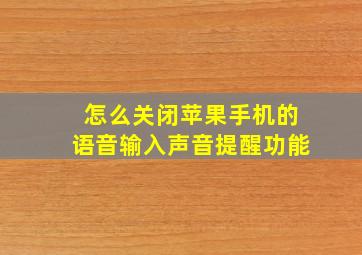 怎么关闭苹果手机的语音输入声音提醒功能