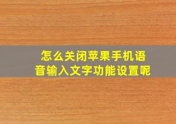 怎么关闭苹果手机语音输入文字功能设置呢