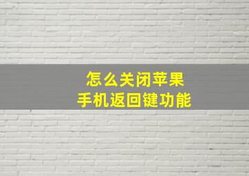 怎么关闭苹果手机返回键功能