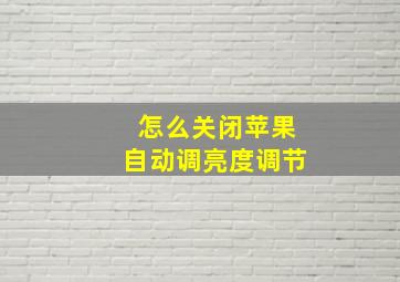 怎么关闭苹果自动调亮度调节