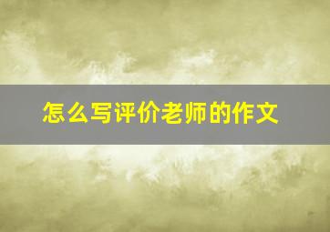 怎么写评价老师的作文