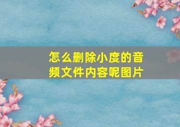 怎么删除小度的音频文件内容呢图片