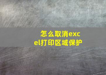 怎么取消excel打印区域保护