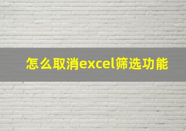 怎么取消excel筛选功能