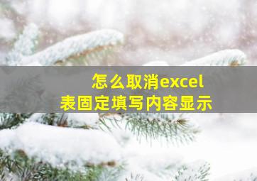 怎么取消excel表固定填写内容显示