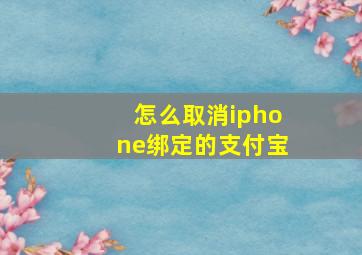 怎么取消iphone绑定的支付宝