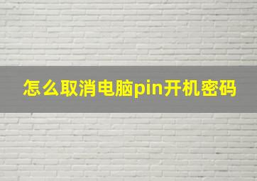 怎么取消电脑pin开机密码