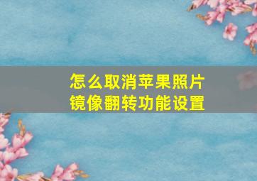 怎么取消苹果照片镜像翻转功能设置