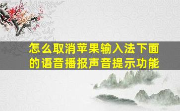 怎么取消苹果输入法下面的语音播报声音提示功能