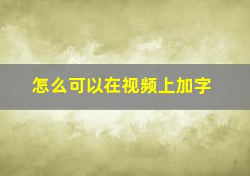 怎么可以在视频上加字