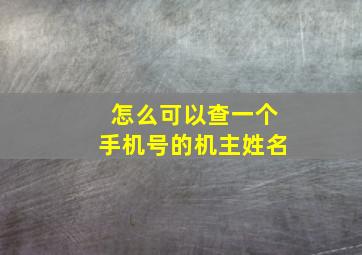 怎么可以查一个手机号的机主姓名