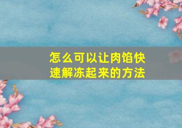 怎么可以让肉馅快速解冻起来的方法