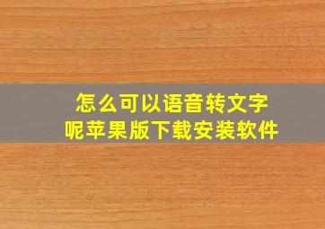 怎么可以语音转文字呢苹果版下载安装软件