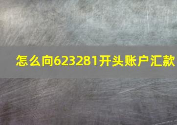 怎么向623281开头账户汇款