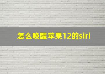 怎么唤醒苹果12的siri