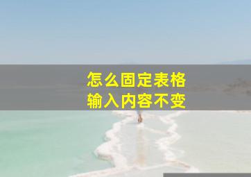 怎么固定表格输入内容不变