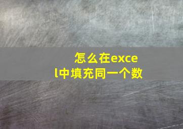 怎么在excel中填充同一个数