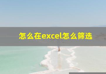 怎么在excel怎么筛选