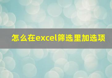 怎么在excel筛选里加选项