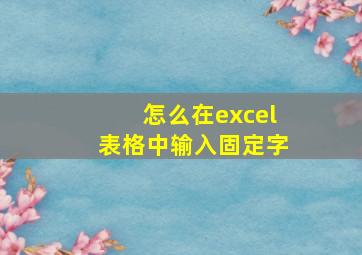 怎么在excel表格中输入固定字