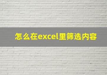 怎么在excel里筛选内容